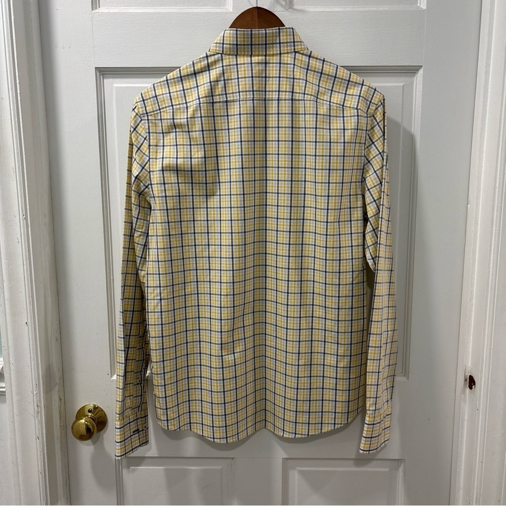 UNTUCKit Men’s Sumoll Slim Fit Wrinkle Free Long Sleeve Size M Yellow/Blue Plaid - Picture 5 of 9